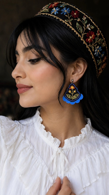 گوشواره گلدوزی بلور